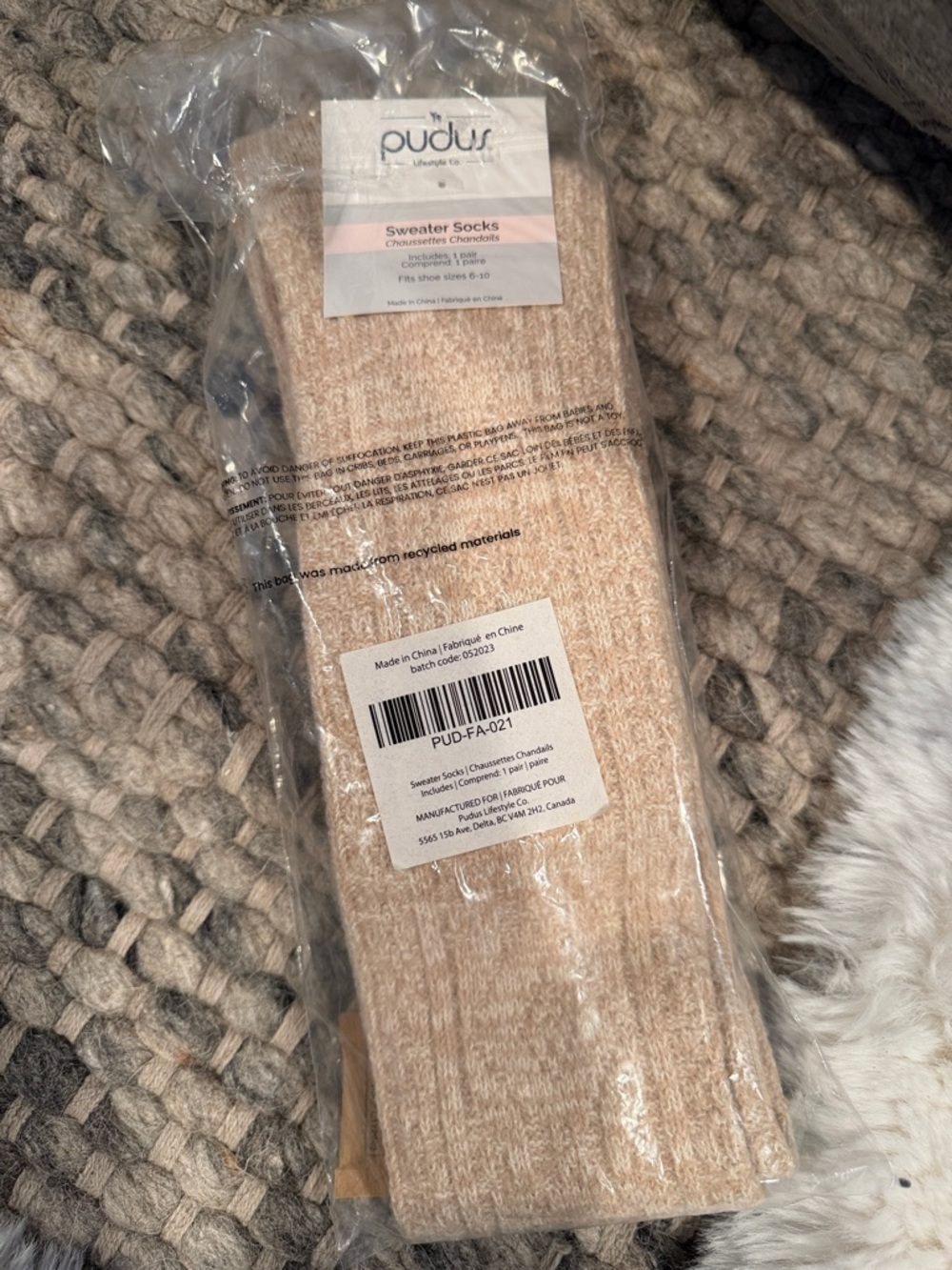 Pudus Beige over the knee Sweater Socks – Cozy Knit Comfort
